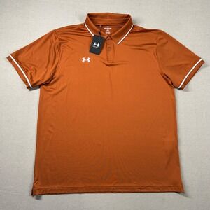 Under Armour Shirt Mens 2xl Team Tipped Golf Polo Texas Loose Performance Orange
